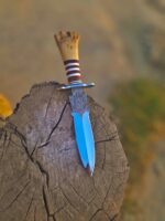 Handmade beautiful customize and By Chisel Deep Hand Engraved Native ( Chief & Queen ) Both side On Blade - With Sheath - Image 4