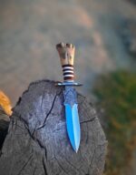 Handmade beautiful customize and By Chisel Deep Hand Engraved Native ( Chief & Queen ) Both side On Blade - With Sheath