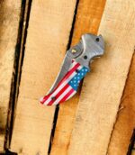 handmade damascus folding knife - Image 4