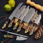 handmade damascus steel kitchen knife set