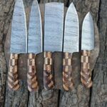 handmade damascus kitchen knife set - Image 2