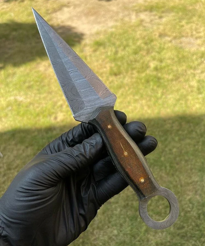 image_f1b750e4-1eb4-4fb7-a8d5-6002f1e2e823_720x.webp HAND FORGED DAMASCUS STEEL PUSH DAGGER/BOOT KNIFE - Image 1
